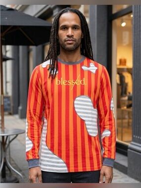 NWT The Hideout Clothing x YK Osiris Men’s “Blessed” Patchwork Long Sleeve Tee S